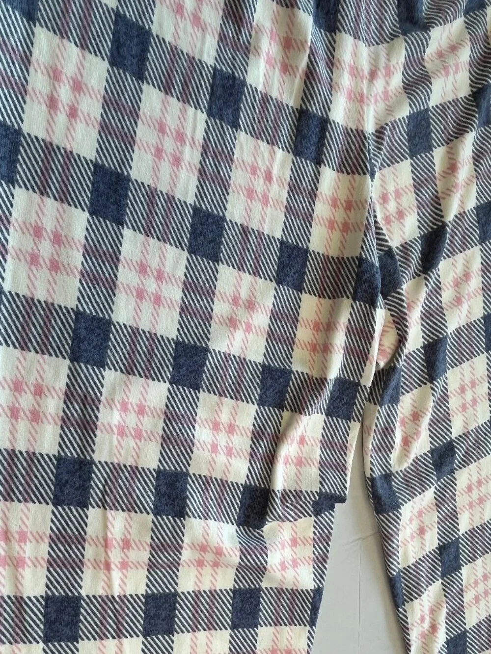 NEW Cuddl Duds Plaid Pajama Set Jogger Pants Pockets Pink Blue M